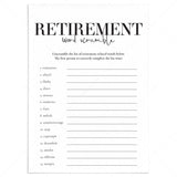 Retirement Word Scramble with Answers Printable by LittleSizzle