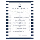 Guy's Birthday Party Game Would He Rather Printable by LittleSizzle