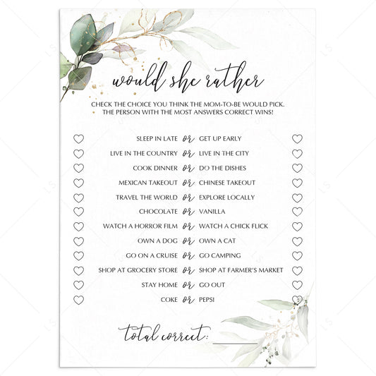 Modern Chic Would She Rather Baby Shower Game Printable by LittleSizzle