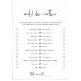Would She Rather Bridal Game Printable by LittleSizzle