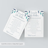 Blue Leaves Baby Shower Game Would She Rather Printable
