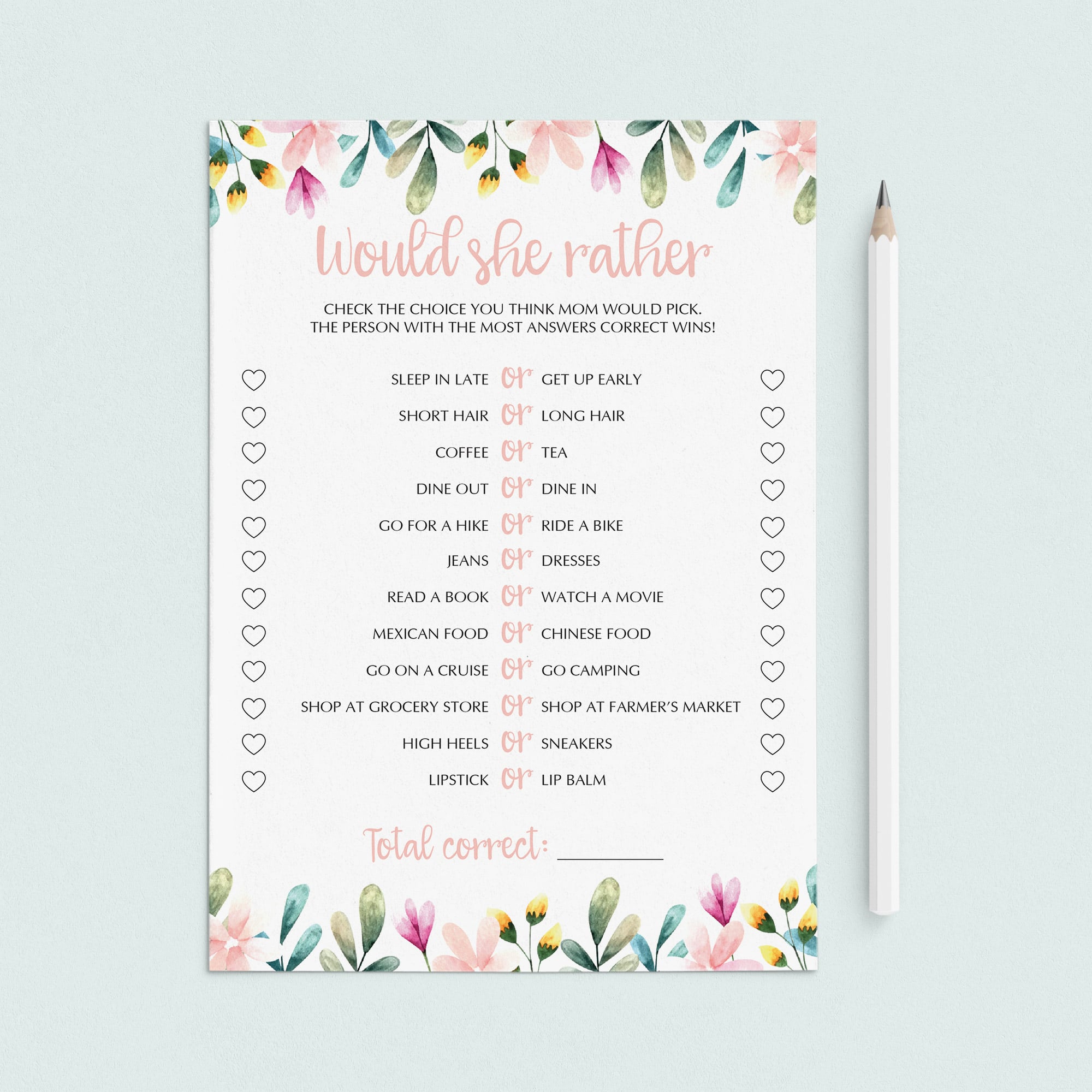 Fun Mother's Day Activity Would She Rather by LittleSizzle