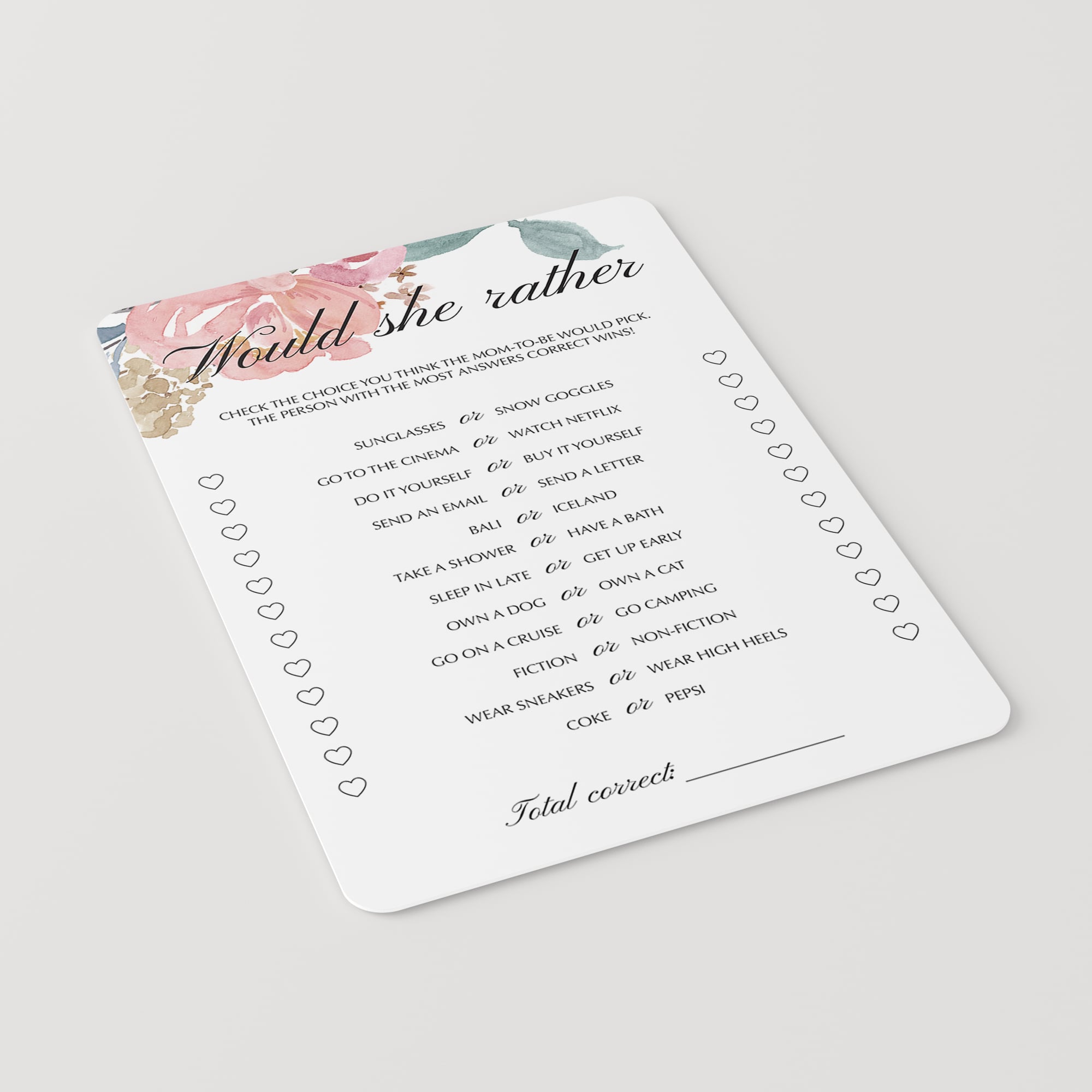 Baby shower game templates watercolor floral by LittleSizzle