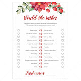 Baby Shower Would She Rather Game Holiday Theme by LittleSizzle