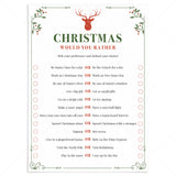 Christmas Would You Rather Game Instant Download by LittleSizzle