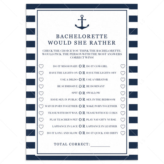 Let's Get Nauti Hen Party Game Would She Rather by LittleSizzle