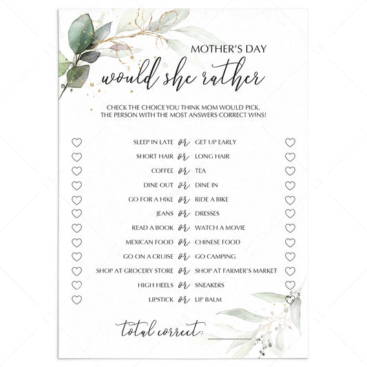 Mother's Day Game This or That Would She Rather by LittleSizzle