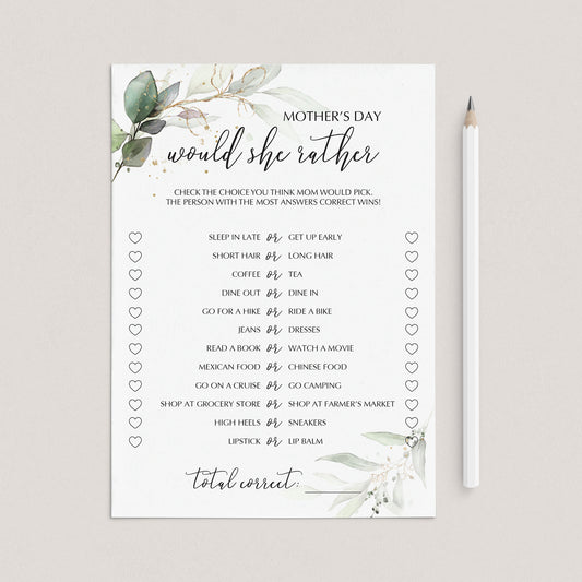 Mother's Day Game This or That Would She Rather by LittleSizzle