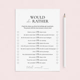 Would She Rather Birthday Game Printable by LittleSizzle