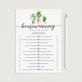 Printable Housewarming Party Game Would You Rather by LittleSizzle