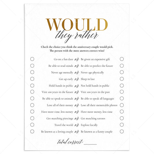50th Anniversary Party Game Would They Rather by LittleSizzle