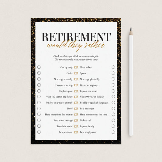 Funny Retirement Party Game Would They Rather by LittleSizzle