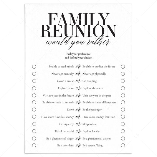 Printable Would You Rather Game for Families by LittleSizzle