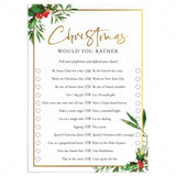 Would You Rather Christmas Questions for Adults Printable by LittleSizzle