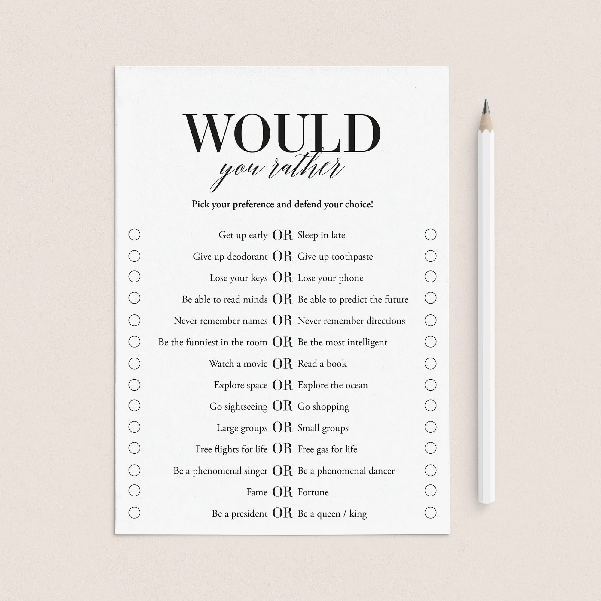 Would You Rather Icebreaker Game Printable by LittleSizzle