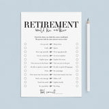 Retirement Party Games for Him Printable