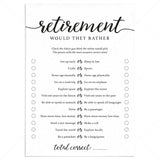 Retirement Would They Rather Game Printable by LittleSizzle