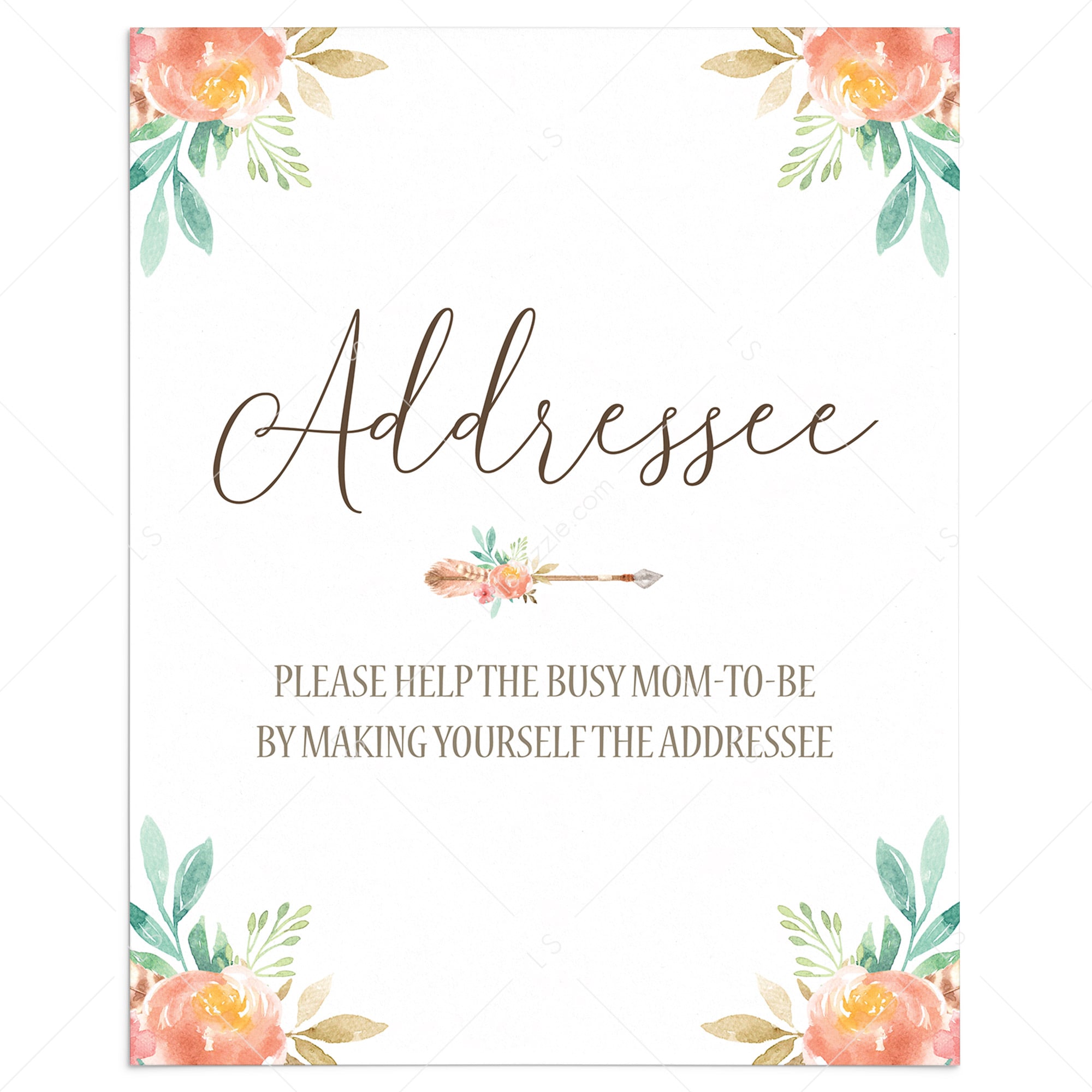 Help The Busy Mom-To-Be, Make Yourself The Addressee Sign Printable by LittleSizzle