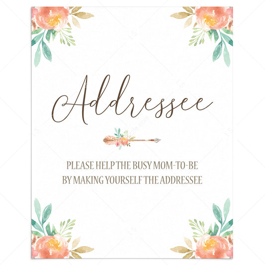 Help The Busy Mom-To-Be, Make Yourself The Addressee Sign Printable by LittleSizzle