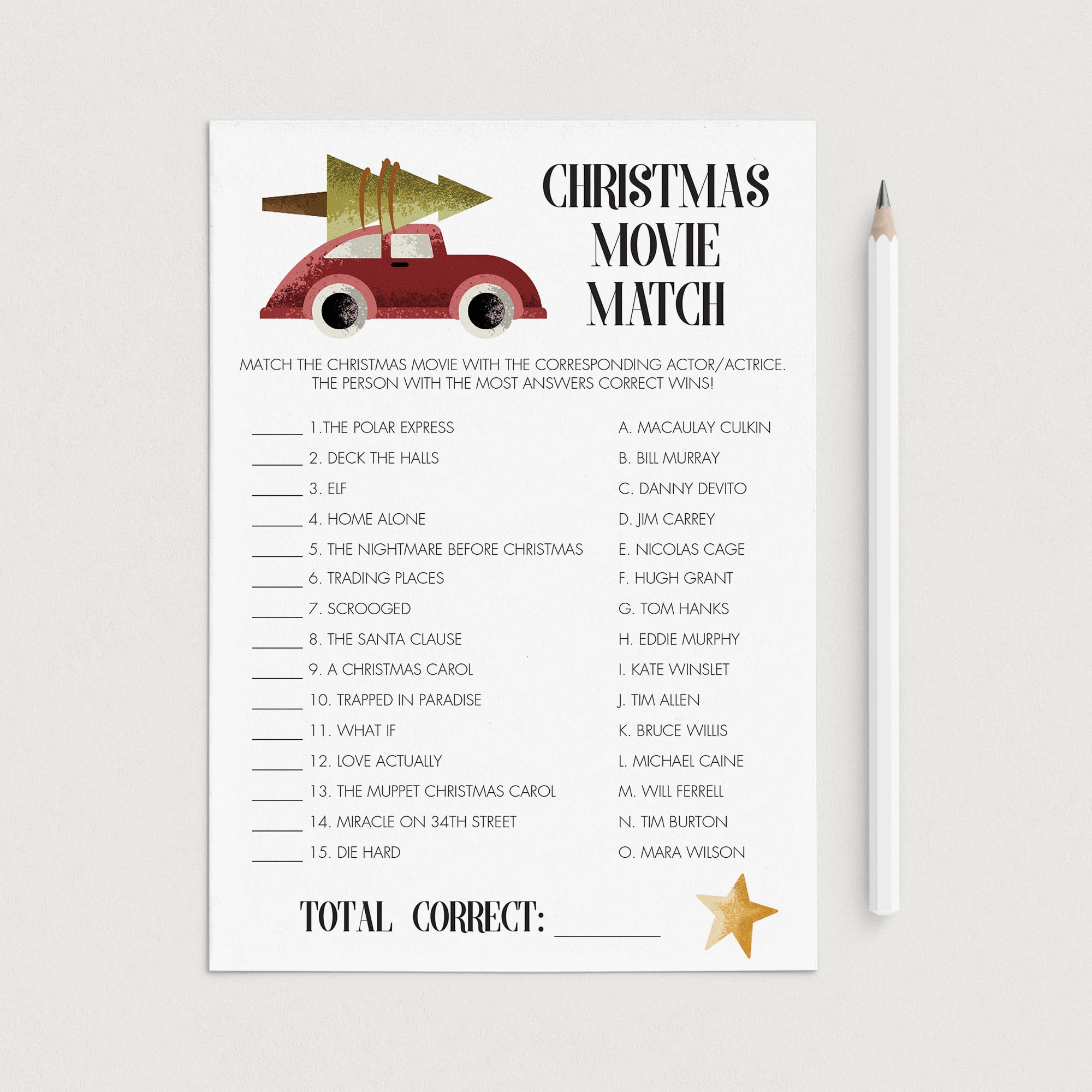 Family Christmas Party Game Movie Match by LittleSizzle