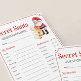 Secret Santa Questionnaire for Gift Exchange Printable