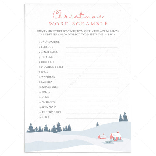 Printable Christmas Word Scramble Game by LittleSizzle