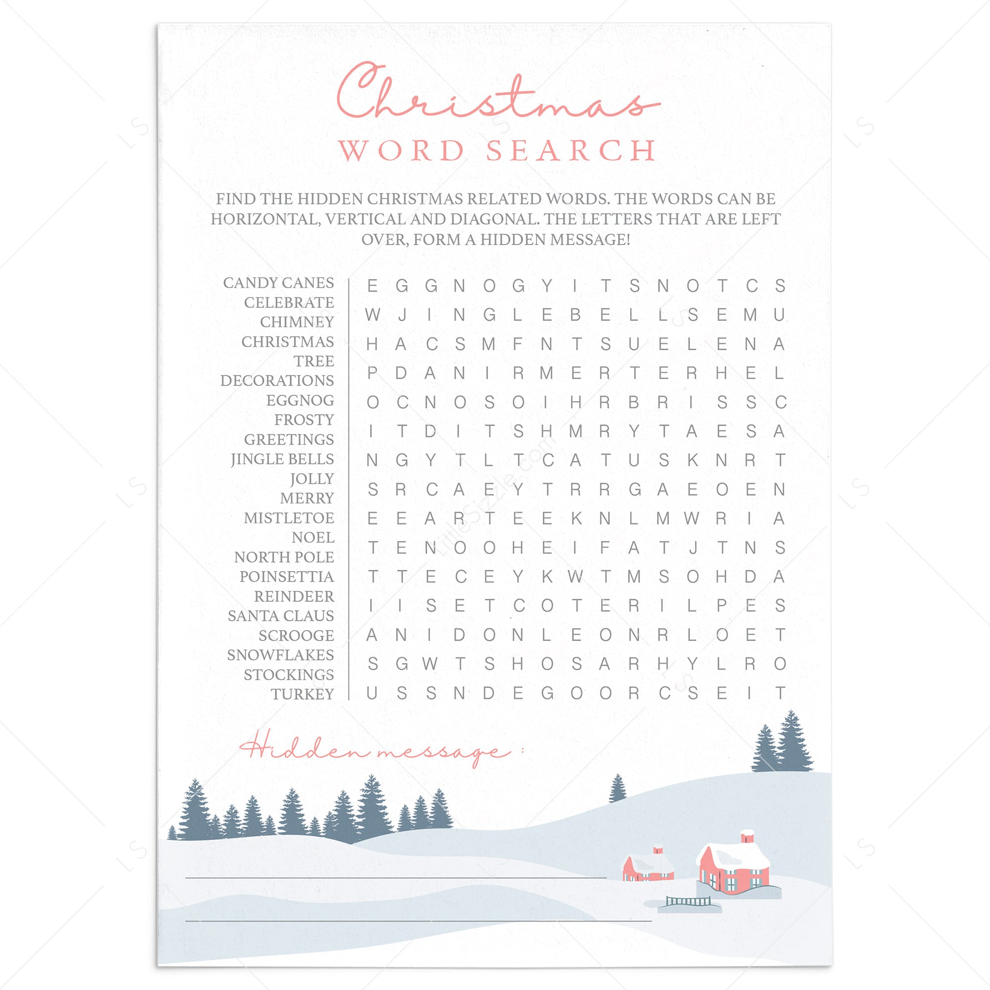 Printable Christmas Word Search for Kids and Adults | Instant Download – LittleSizzle printable-christmas-word-search-for-kids-and-adults-instant-download-littlesizzle
