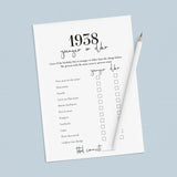 Born in 1938 87th Birthday Party Games Bundle For Men