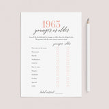 Born In 1963 62nd Birthday Party Games Bundle For Women