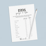 Born in 1998 27th Birthday Party Games Bundle For Men