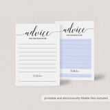Calligraphy Advice Card for Mom-to-Be Printable & Fillable PDF