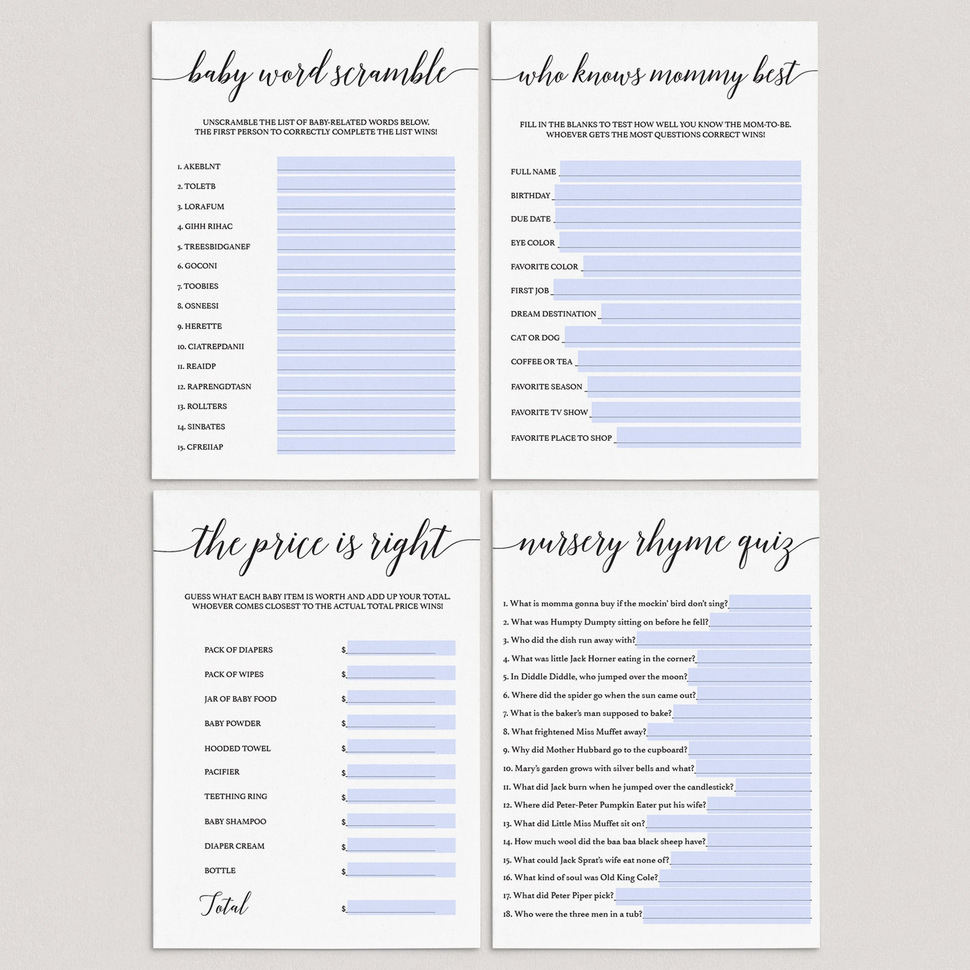 Fillable baby shower games virtual by LittleSizzle