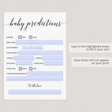 Gender Neutral Baby Predictions Game Printable & Virtual