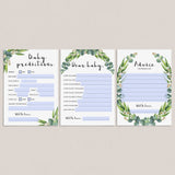 Botanical Baby Shower Games Printable & Fillable Templates