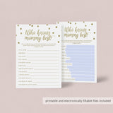 Who Knows Mommy the Best (Virtual) Baby shower Game Gold