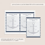 Nautical Baby Shower Game Nursery Rhyme Quiz