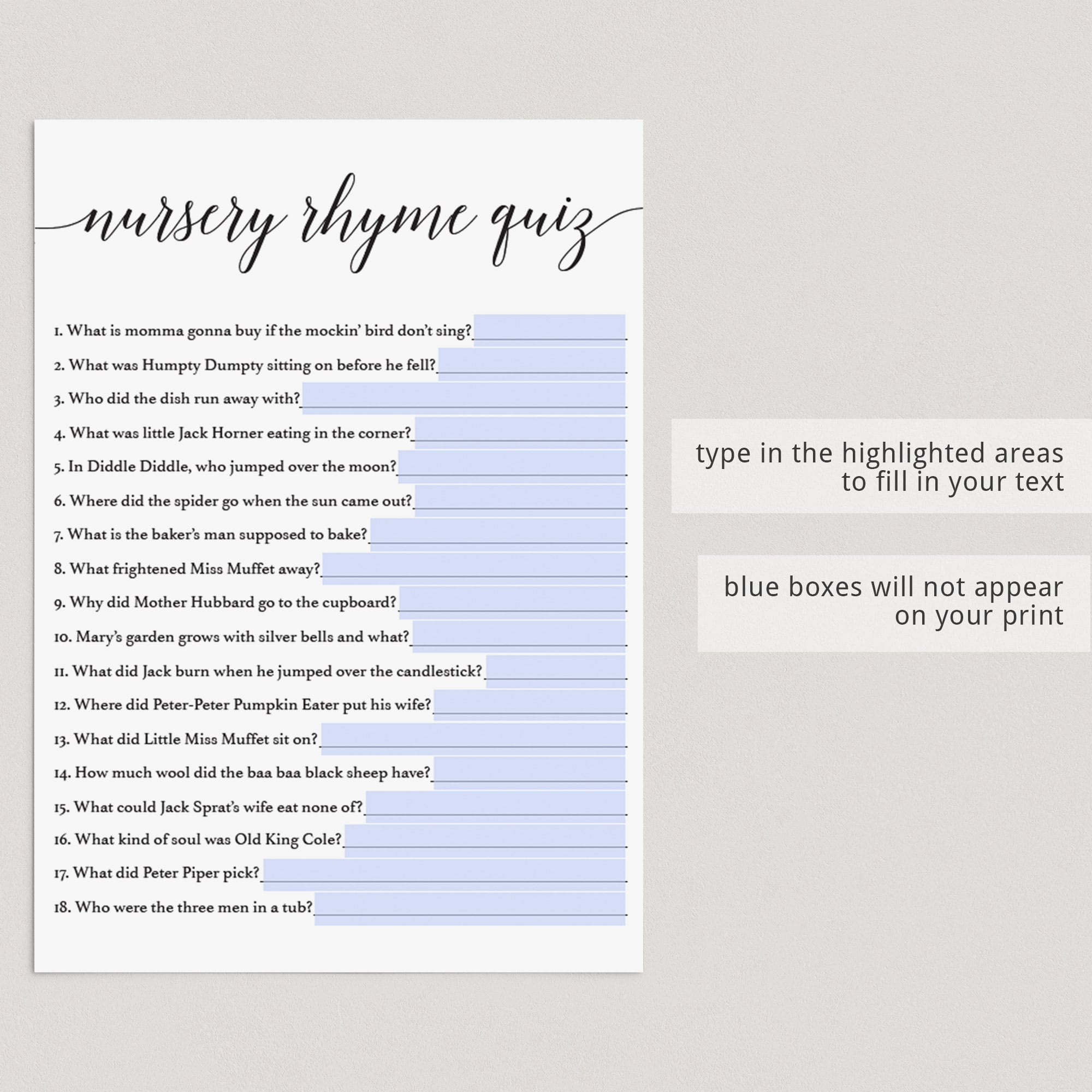 Simple baby shower game template for zoom by LittleSizzle