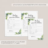 Baby Predictions Game for Greenery Baby Shower