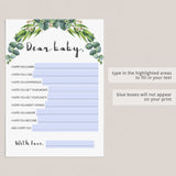 Greenery Baby Shower Wishes for Baby Printable & Virtual Files