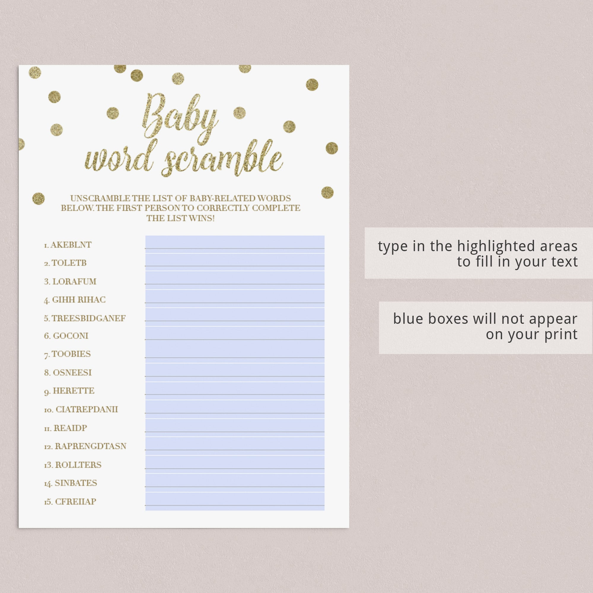 Quarantaine baby shower game download by LittleSizzle