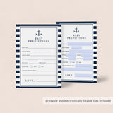 Nautical Baby Shower Prediction Card