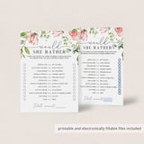 Floral Would She Rather Game for (Zoom) Bridal Showers