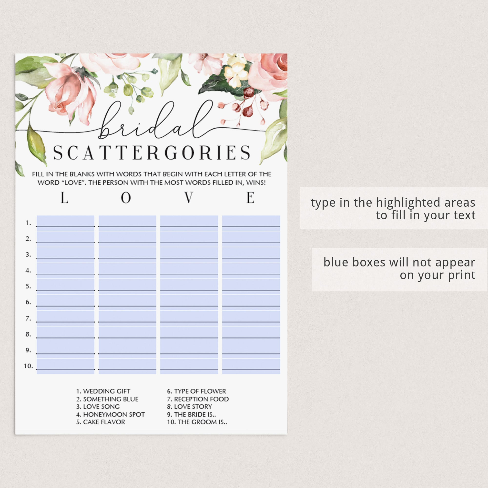 Fillable bridal shower game for Zoom by LittleSizzle