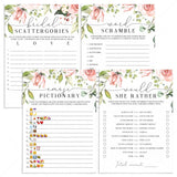 Zoom Bridal Shower Games Bundle Floral Theme Instant Download by LittleSizzle