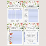 Zoom Bridal Shower Games Bundle Floral Theme Instant Download