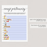 (Virtual) Bridal Shower Emoji Game Black and White