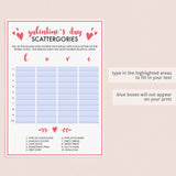 Printable and Virtual Scattergories Game for Galentine's Day Party
