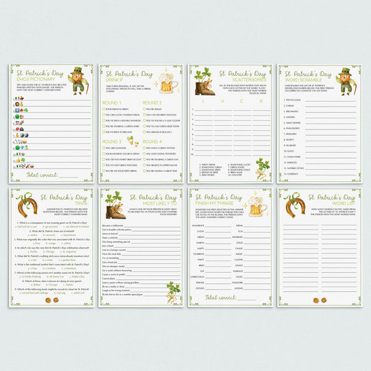 St Patricks Games Bundle for Adults To Print or Play Online by LittleSizzle