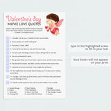 Romantic Movie Valentine's Day Game