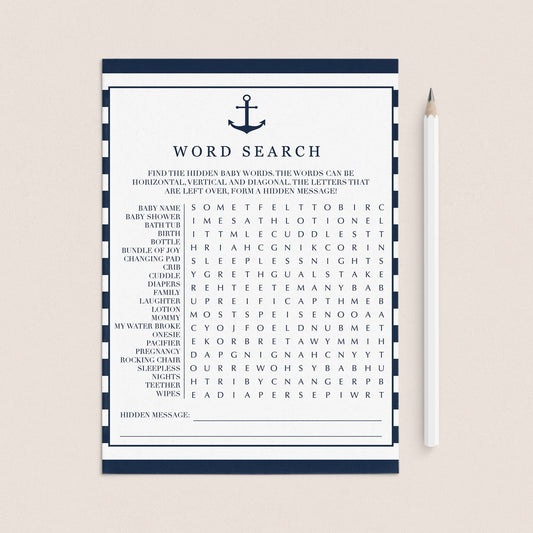 Baby word search game for boy baby shower by LittleSizzle